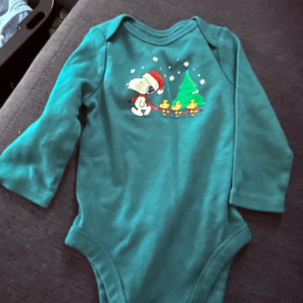 Peanuts Green Holiday Bodysuit